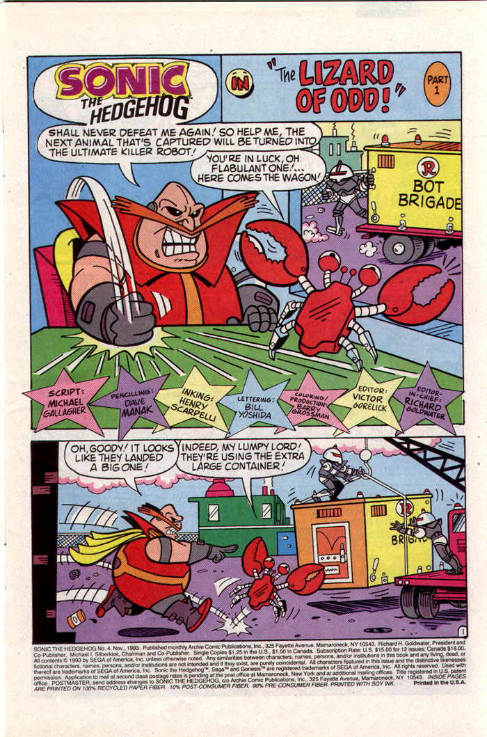 Sonic - Archie Adventure Series November 1993 Page 1